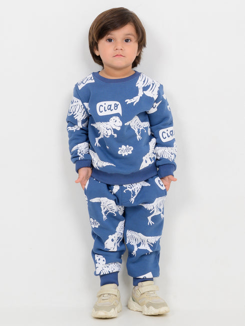 The Raptor Themed Fleece Suit (Denim Blue)